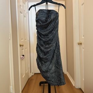 Jessica McClintock Black and White Strapless Polka Dot Dress